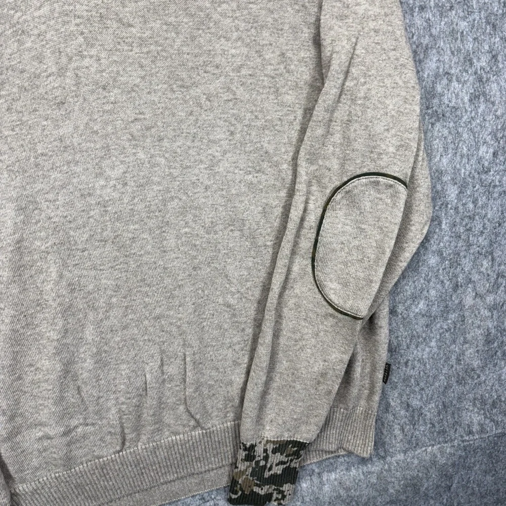 Beretta V Neck Camo Sweater Men's L/XL Elbow‎ Patches Brown Wool Hunting